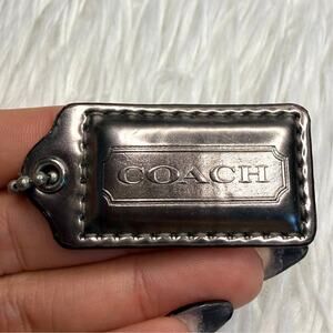 1.5" COACH Silver Fob Bag Charm Hang tag Hangtag
